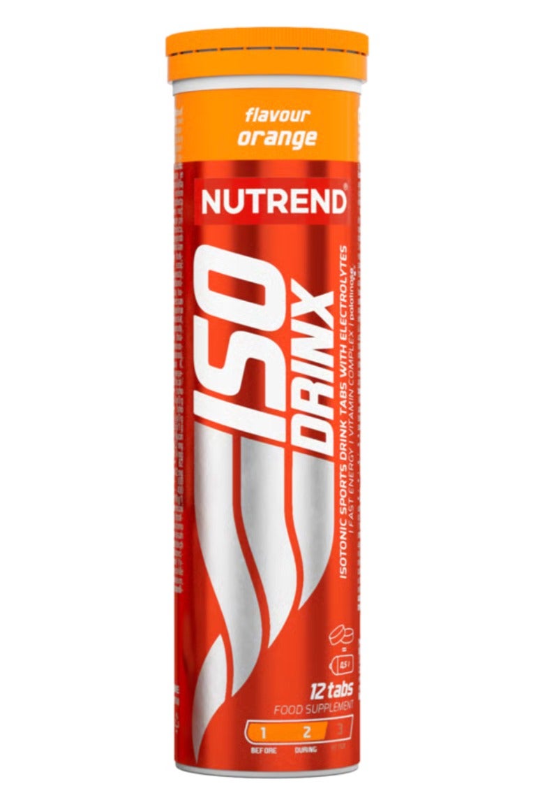 NUTREND ISO DRINX Orange Effervescent Electrolyte Tablets – Hydration, Energy & Mineral Support | Sports Drink | 12 Tablets - Image 1